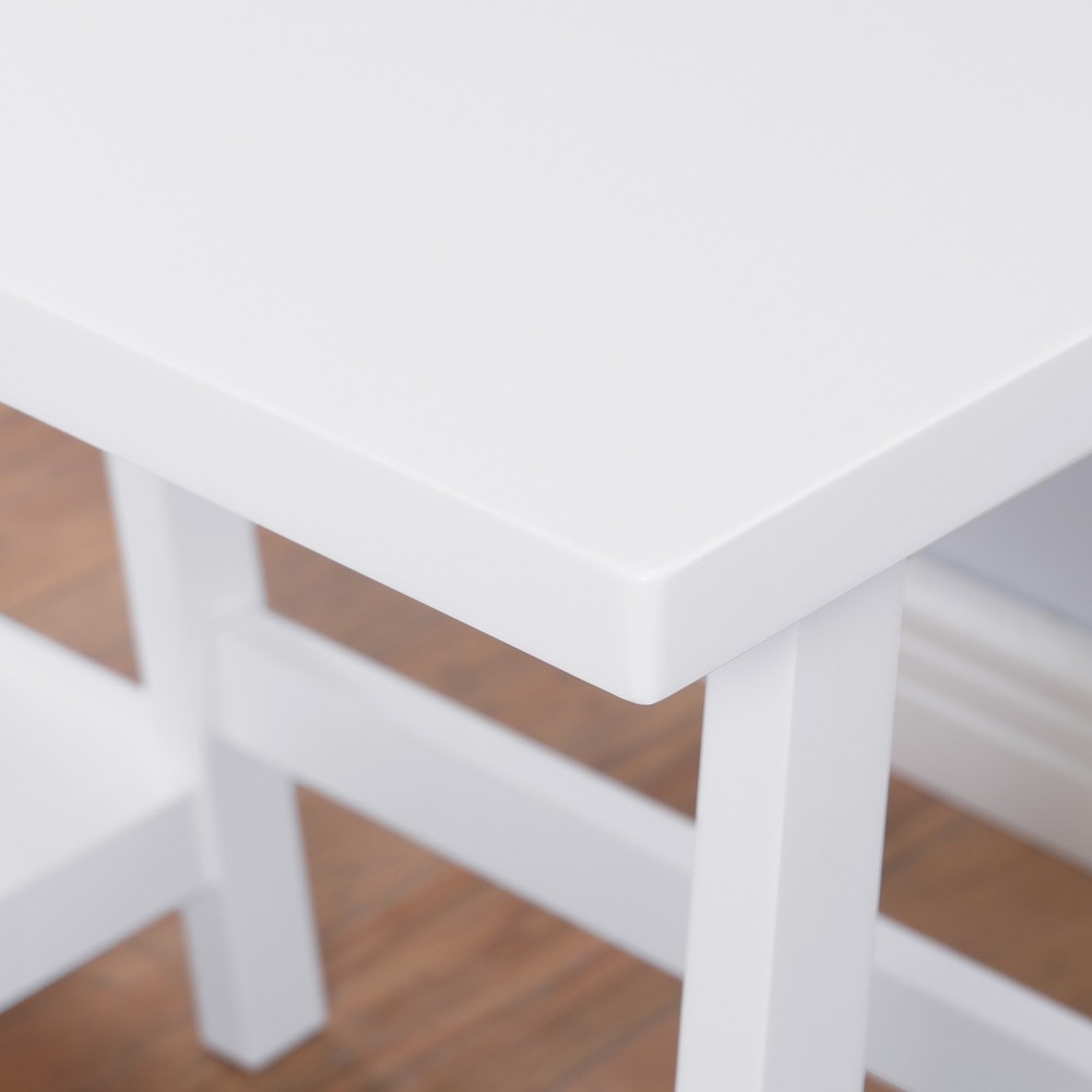 Contemporary White Wood Writing Desk with Storage, Modern Study Desk