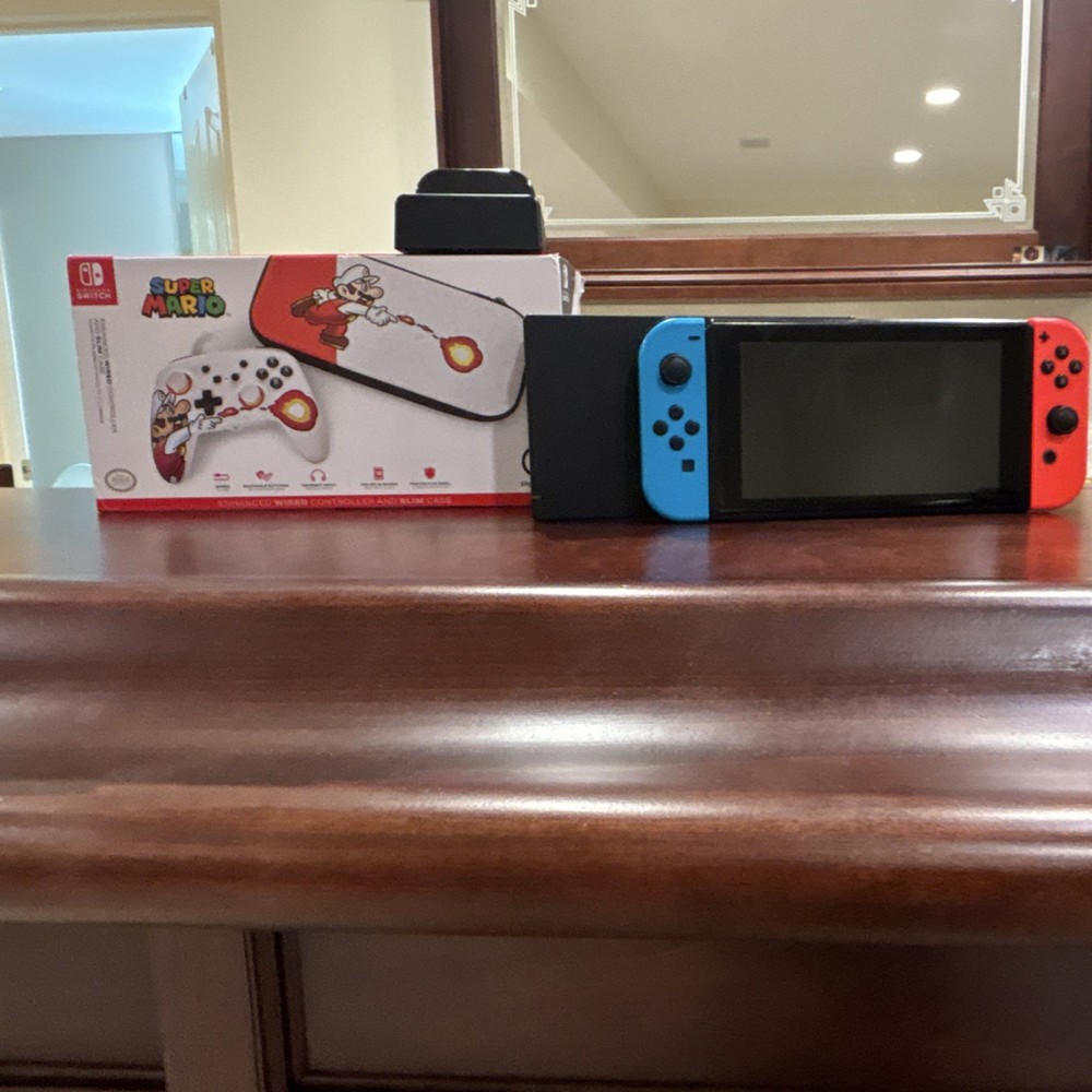 Nintendo Switch Console Joy-Con PowerA Super Mario Controller& Slim Case