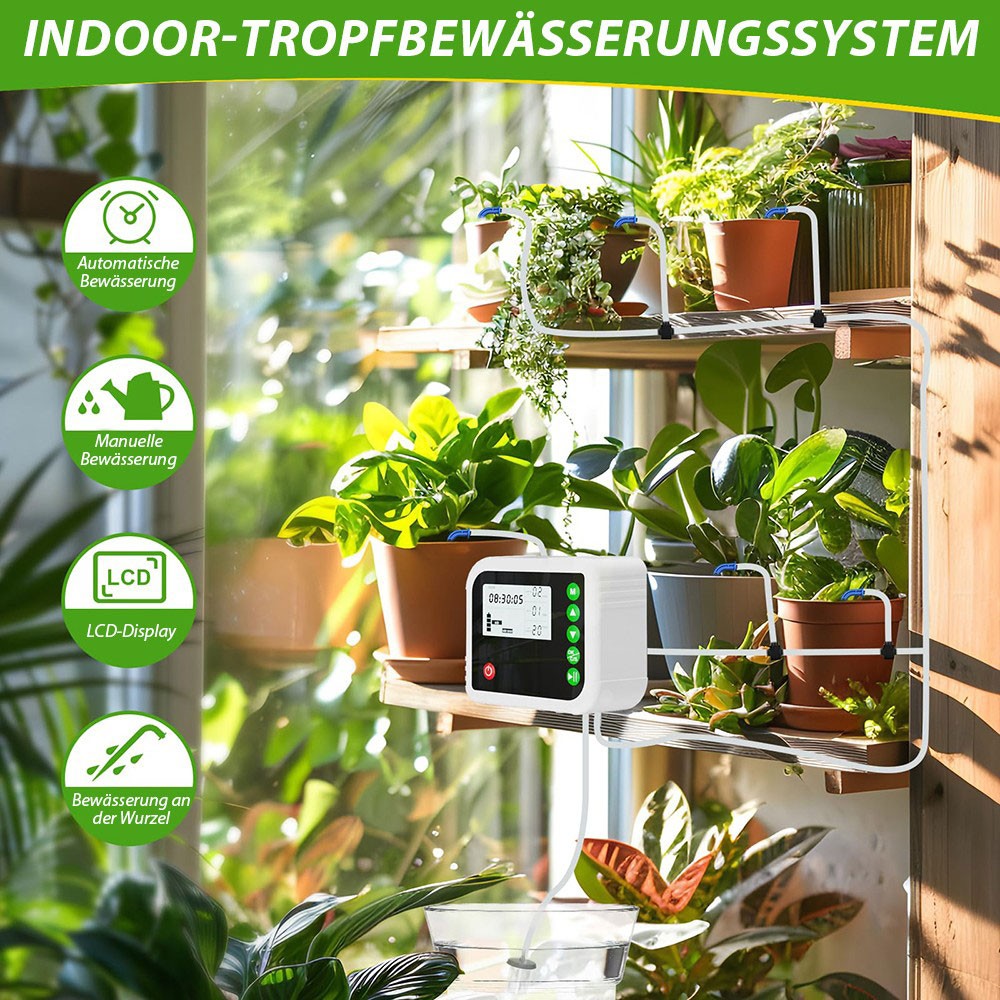 Programmable Automatic Plant Flower Pots Watering Irrigation System 15Drippers