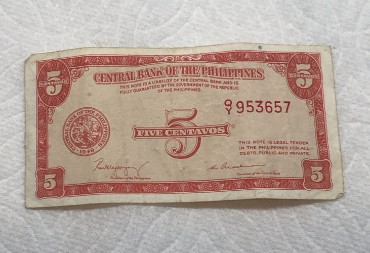 Central Bank - PHILIPPINES - 5 Centavos & 10 Centavos 1949 Circulated