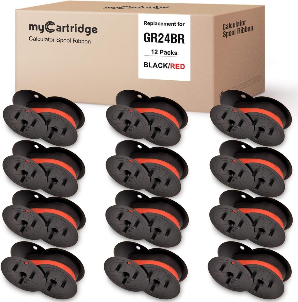 12 Pack Replacement Calculator Ribbon - Black/Red - Universal Twin Spool