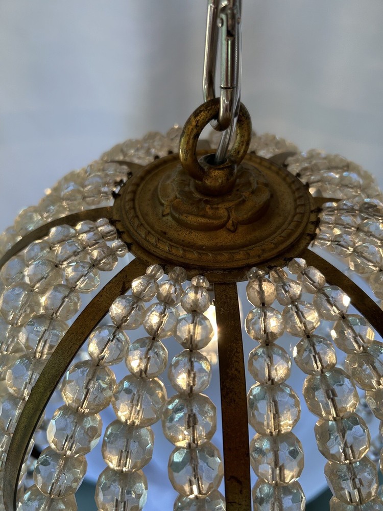 Vintage Half Bag Beaded Crystal Chandelier