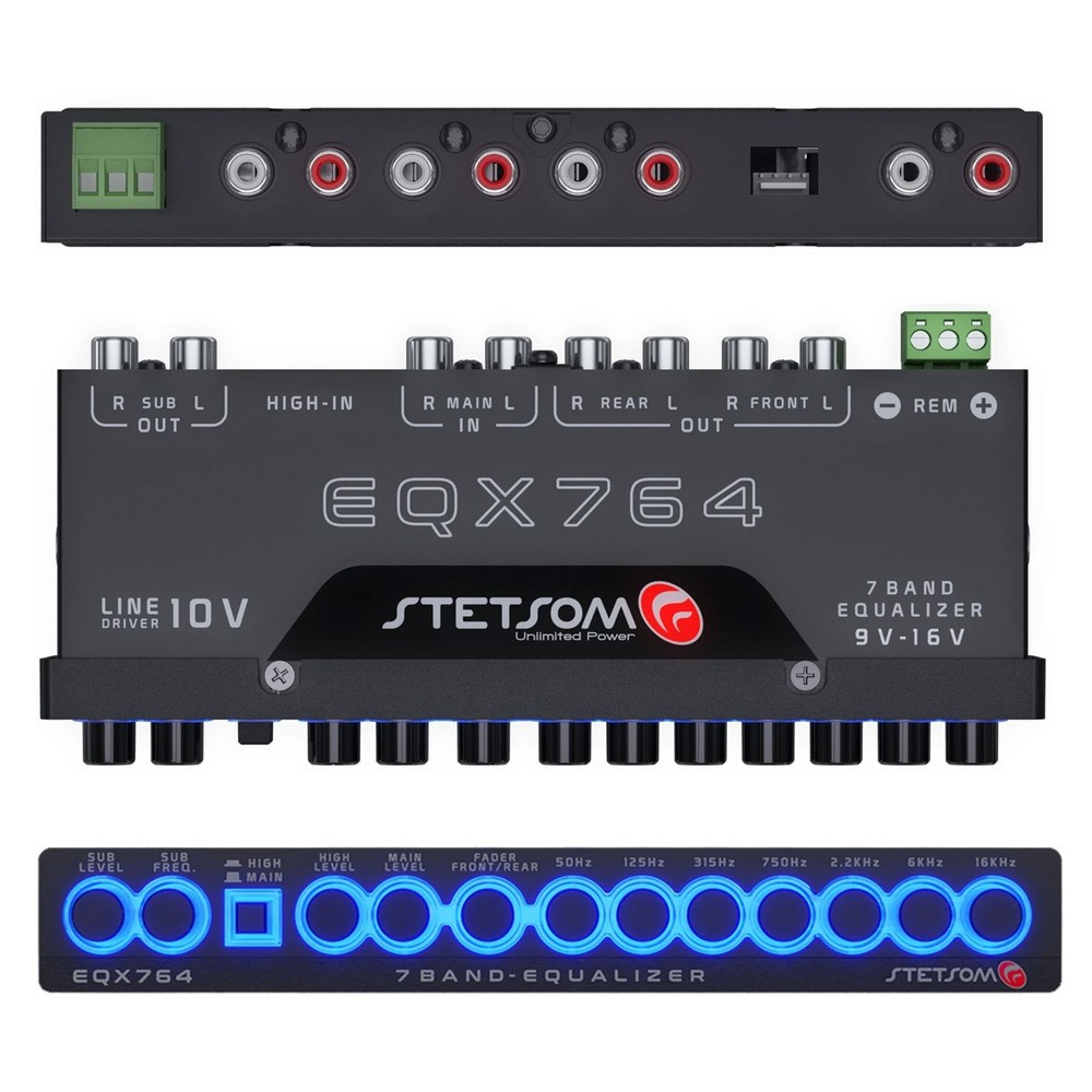 Stetsom EQX764 7 Band Graphic Equalizer Car Audio 4 Input 6 Output Channels EQ