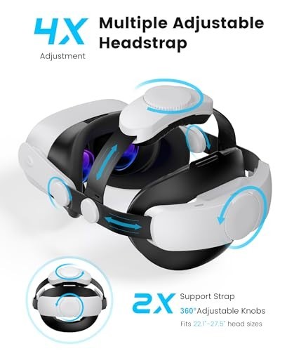 Adjustable VR Head Strap for Meta Quest 3/Quest 2 with 7500mAh Battery Pack, Enh