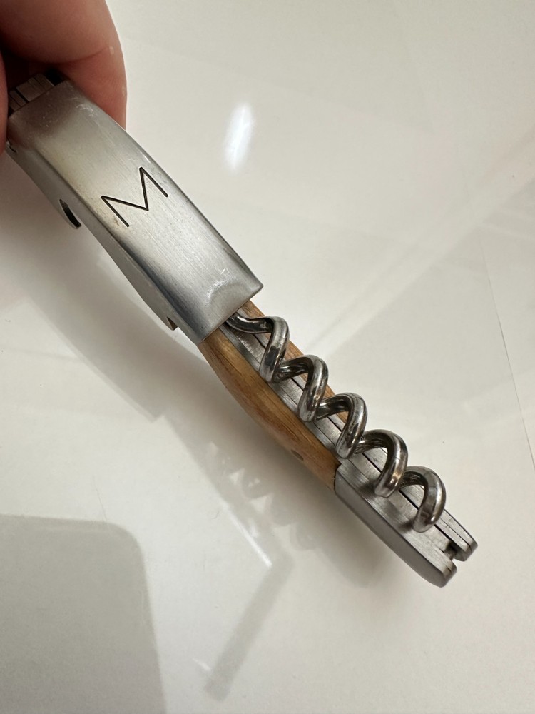 "M" mongrammed Quality Wood Waiters Corkscrew Wine Key Opener