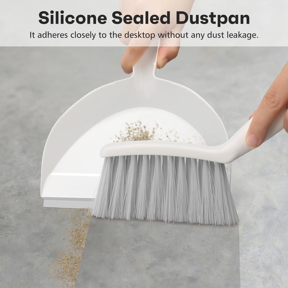 NACENA Handheld Dustpan and Broom Set – Mini Compact Brush Combo 1 Pack, Gray