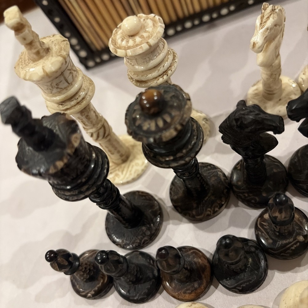 Antique Hand Carved Chess Set
