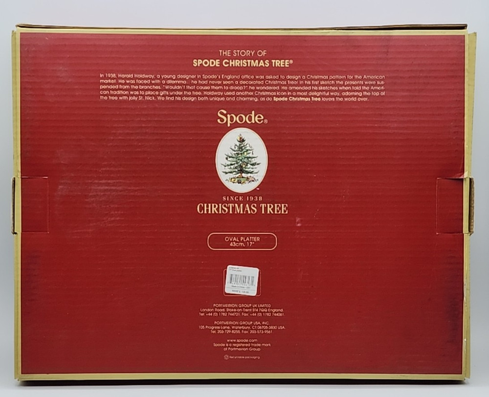 Large Spode Christmas Tree Oval Serving Platter 17 1/4" x 13 1/4" Original Box