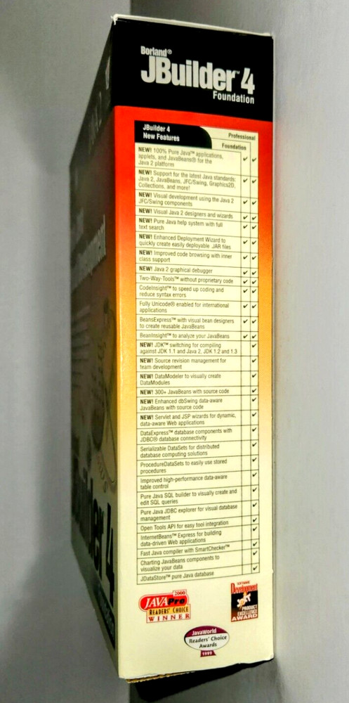 Borland JBuilder 4 Foundation Pure Java Visual Development CD-ROM Windows TESTED
