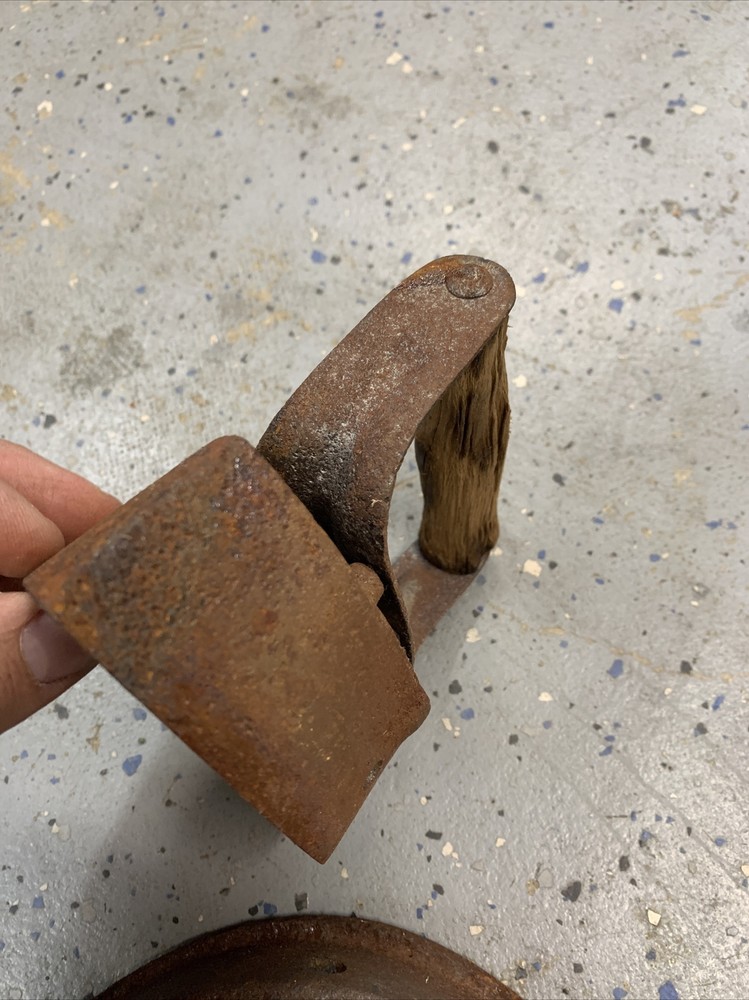 Vintage Asbestos Sad Iron Set With Wood Handle