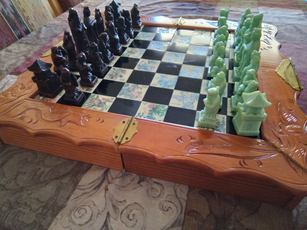 Ornate Asian vintage Chess Set