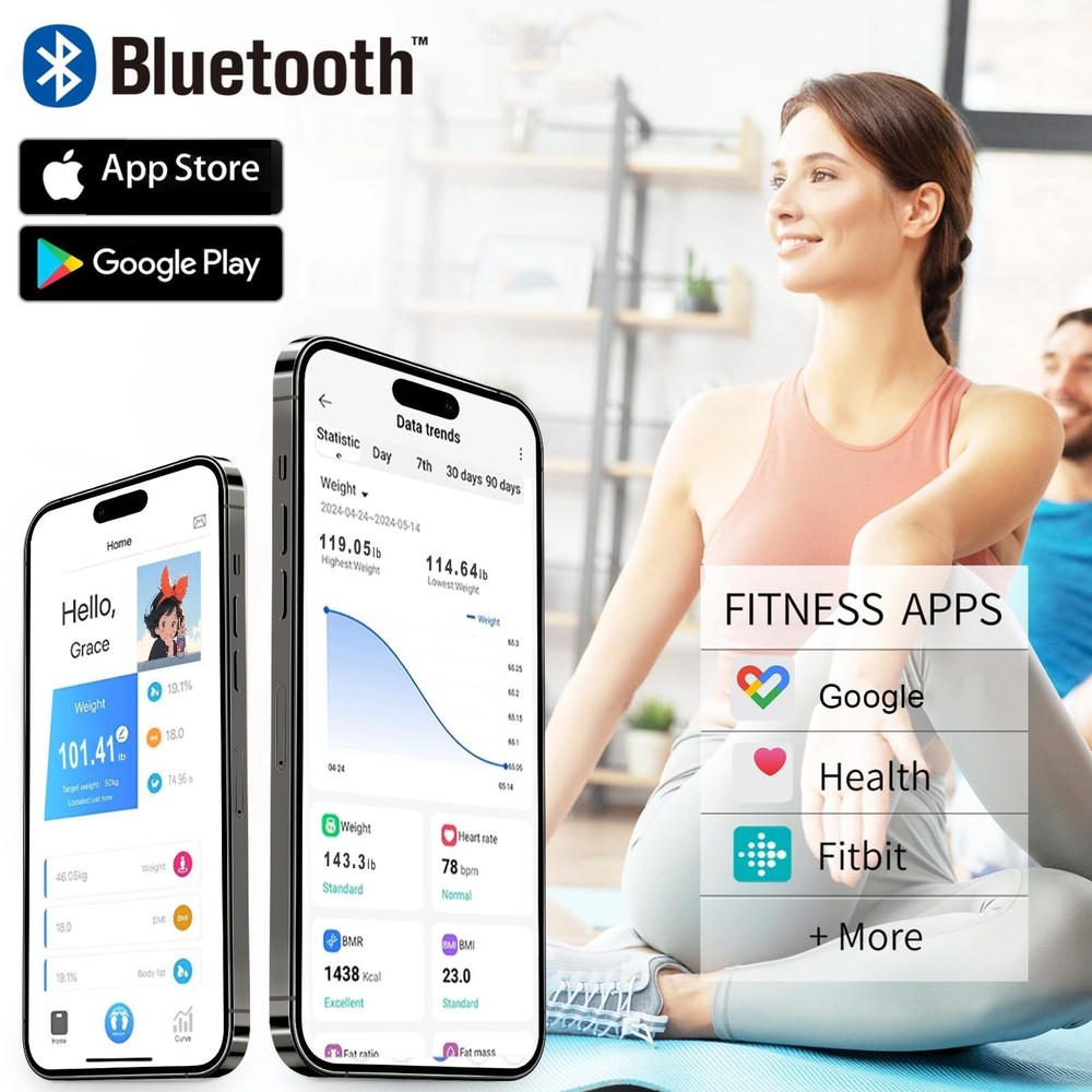 Scale for Body Weight Digital Smart Scale - Large Display Bathroom Scale with...