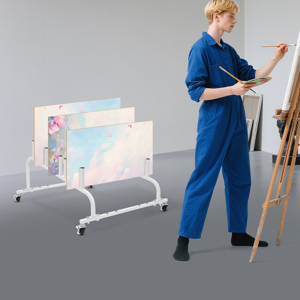 Picture Fame/Canvas Storage Display Rack Cart, Adjustable Tile Sample Display