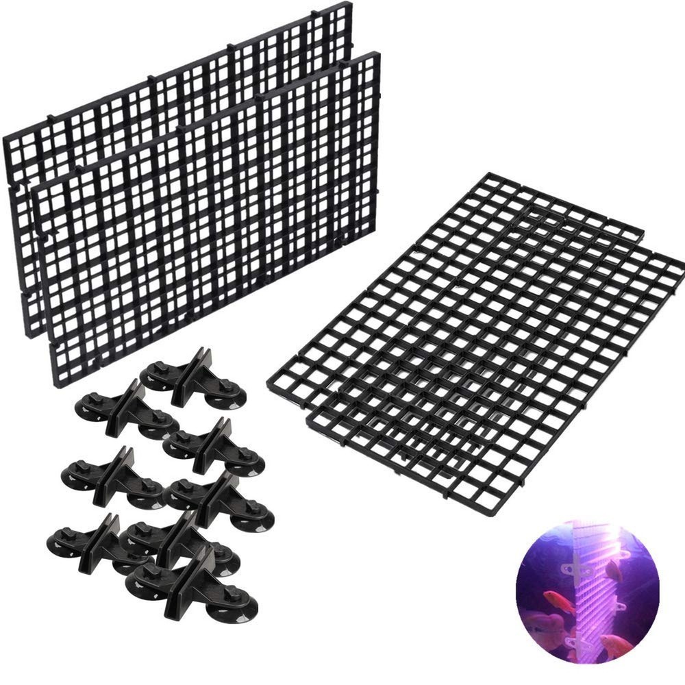 4 Pcs Aquarium Divider Tray Plastic Grid Aquarium Egg Crate Light Diffuser, F...