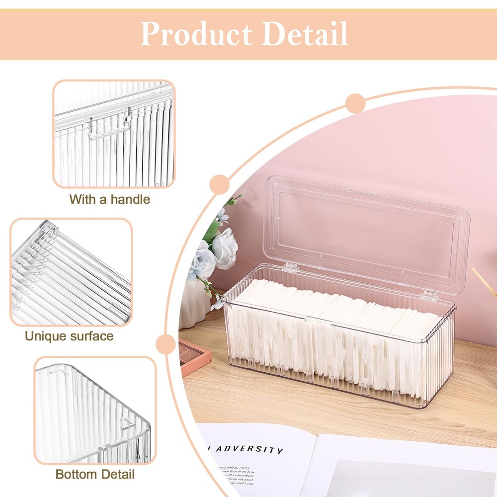 Plastic Clean Pads Holder Rectangular Pad Dispenser for Makeup Desktop Organi...