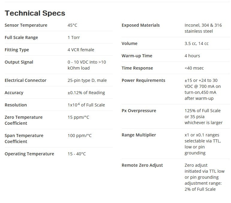 MKS 120AA-00001RAJ Baratron Capacitance Manometer
