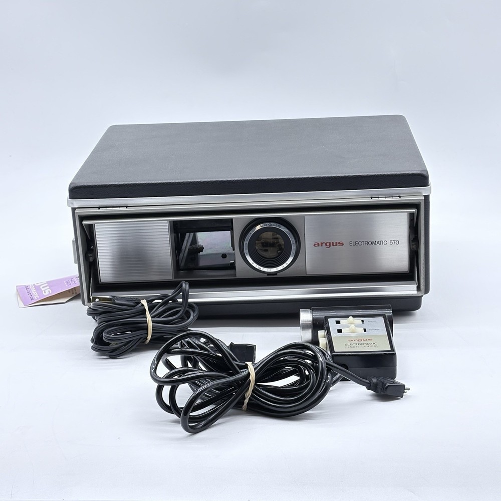 Rare Vintage Argus Electromatic 570 Zoom Automatic Slide Projector Needs Bulb
