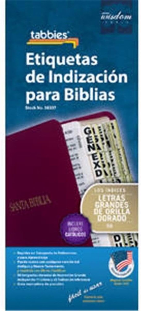 80 Spanish Gold-Edged Bible Index Tabs for Old & New Testament - Easy Reference