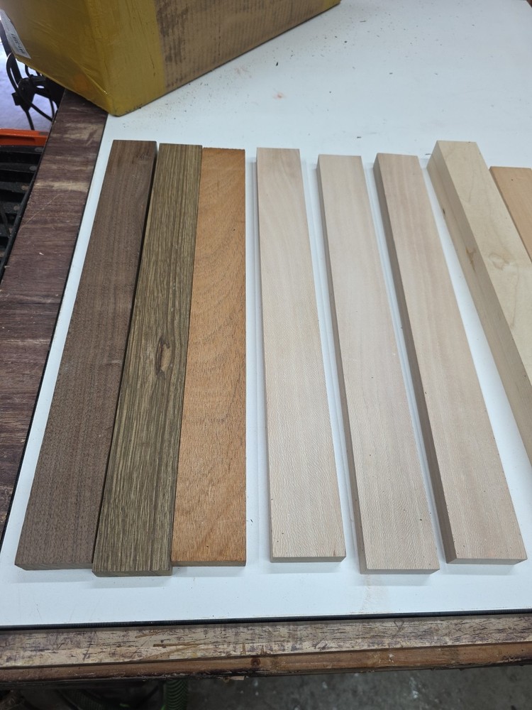 Assorted Exotic And Domestic Cutting Board Strips. 41 Total.