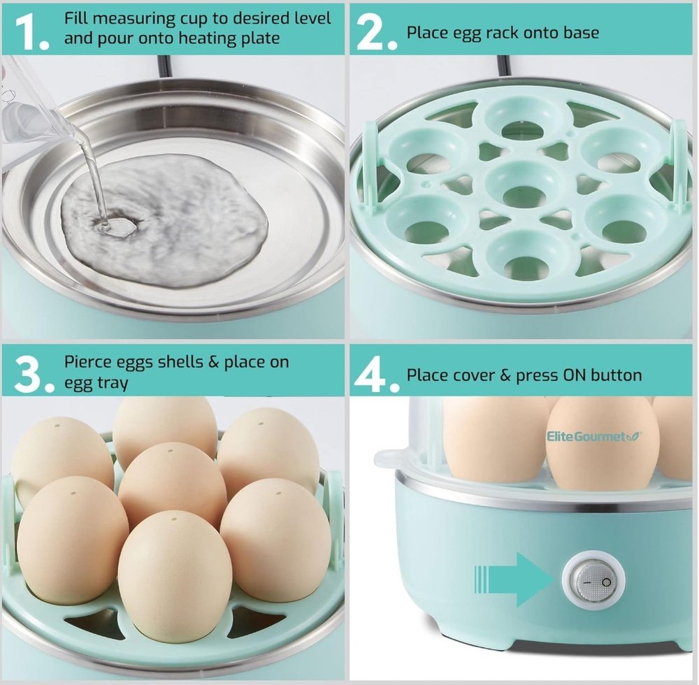 Easy Egg Cooker Electric 7-Egg Capacity, Soft, Medium, Hard-Boiled Egg Cooker