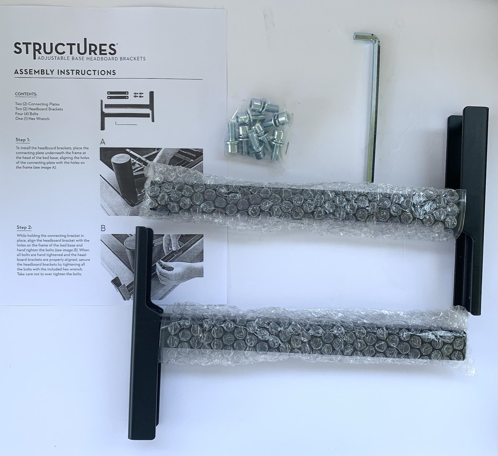 Adjustable Base Bed Headboard Brackets Structures Heavyweight NIB Complete New