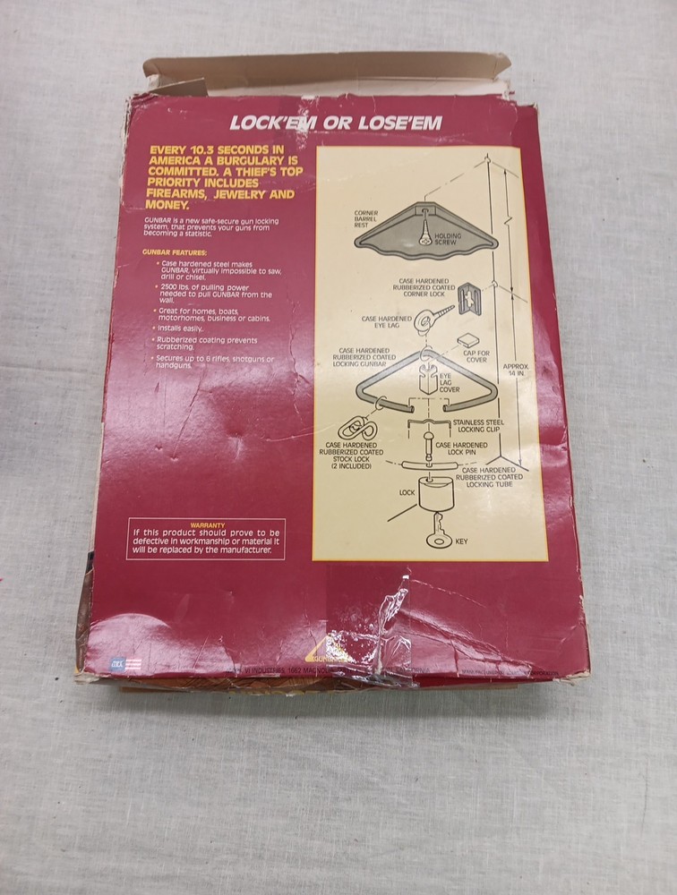 Gunbar Safe Secure Wall Mount Gun Locking System New In Box without Lock