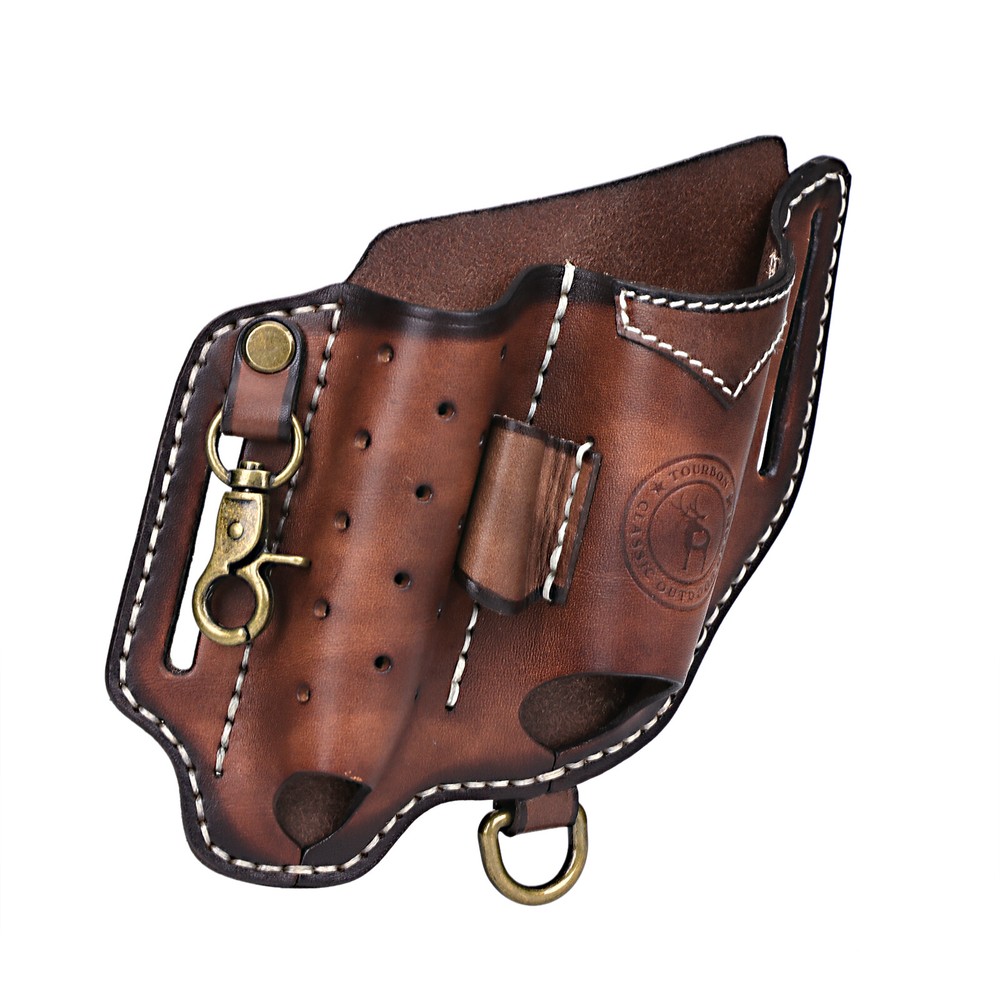 TOURBON 4-in-1 Camping Tools Sheath EDC Multitool Flashlight Pen Belt Holster