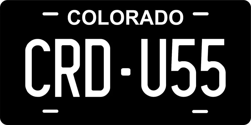 Colorado Black Custom State License Plate Personalized 12"x6" Size