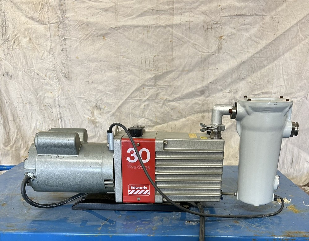 Edwards E2M30 Dual Stage Rotary Vacuum Pump & Mist Filter Tested Working