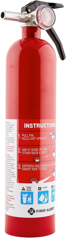 First Alert Fire Extinguisher for Home, Standard Rechargeable 1 PACK, Red