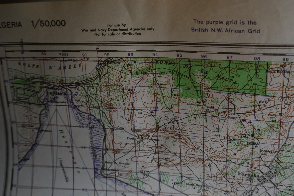 1942 *WW2* Debrousseville Algeria Map
