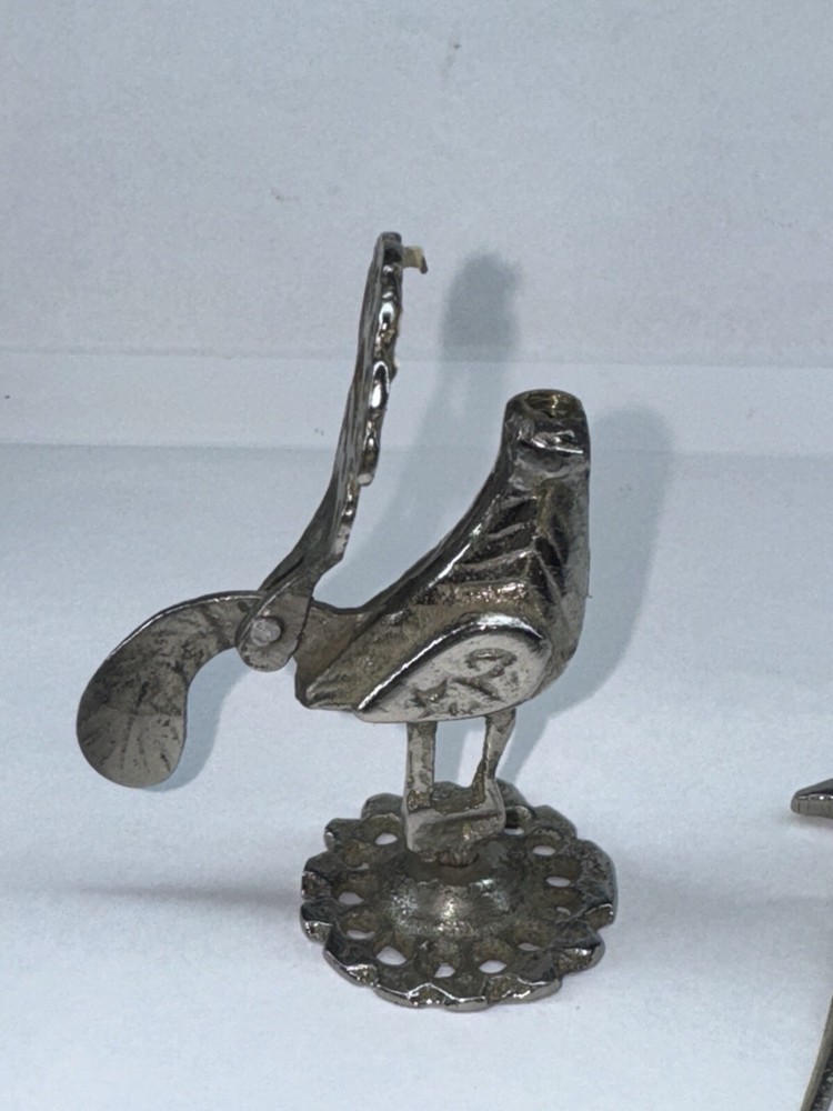 Unique Antique Vintage Solid Silver Brass Kohl Empty Flask Peacock Bird Figure
