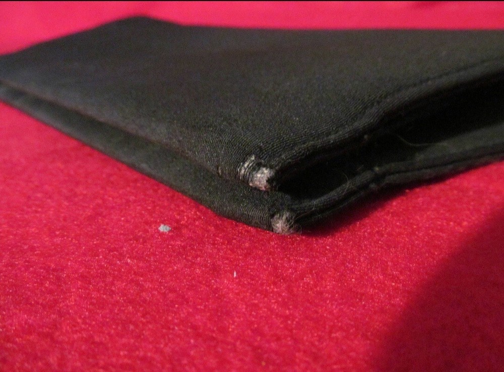 Vintage 40s Black Rayon Hinged Evening Clutch