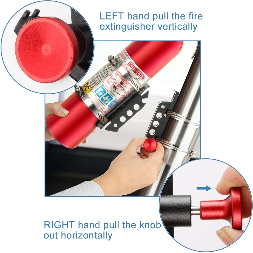 Quick Release Fire Extinguisher Holder Roll Bar Mount Adjustable 4 Clamps