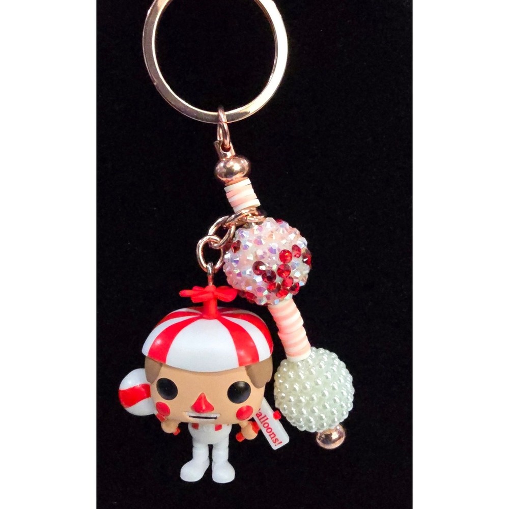 Handmade Beaded Keychain With Reworked Mini Figure | Unique Bag Charm