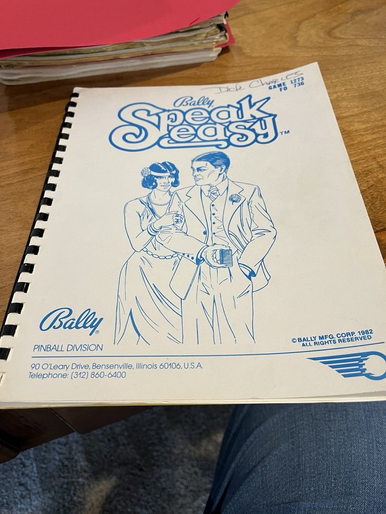 Speak Easy Pinball Manual. ORIGINAL