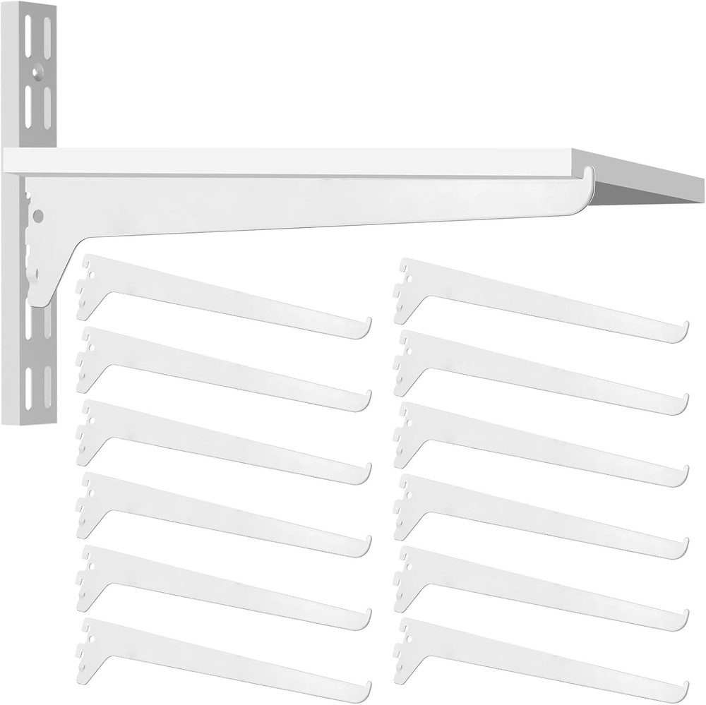12 Pcs 12 Single Track System Shelf Brackets Shelving Brackets Adjustable ...