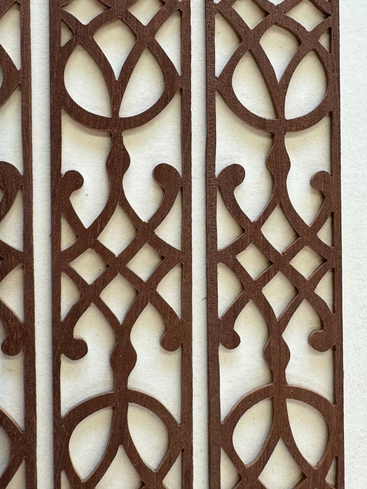 Fretwork: Handcut mahogany by Dover Inlay, 4 Pieces