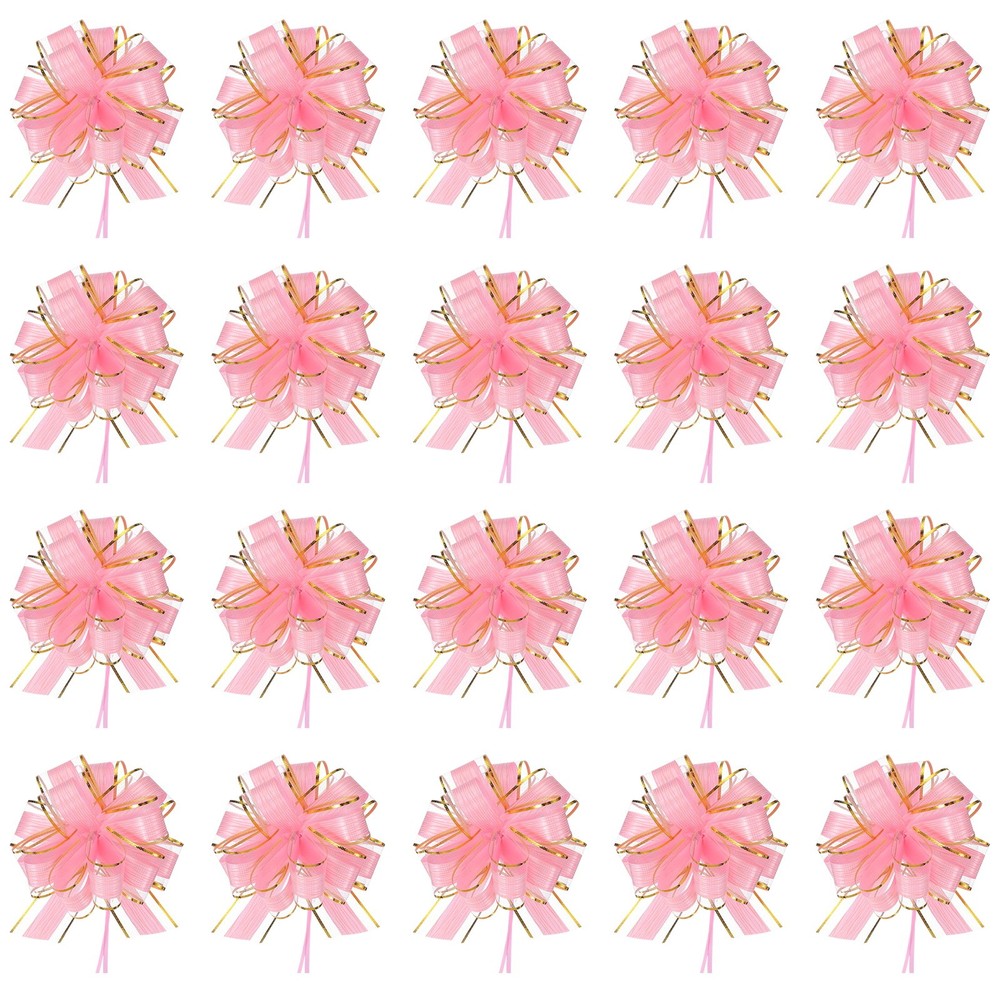 Large Gift Bow 9x7 Inch, 20 Pack  Pull Bows for Gift Wrapping, Pink