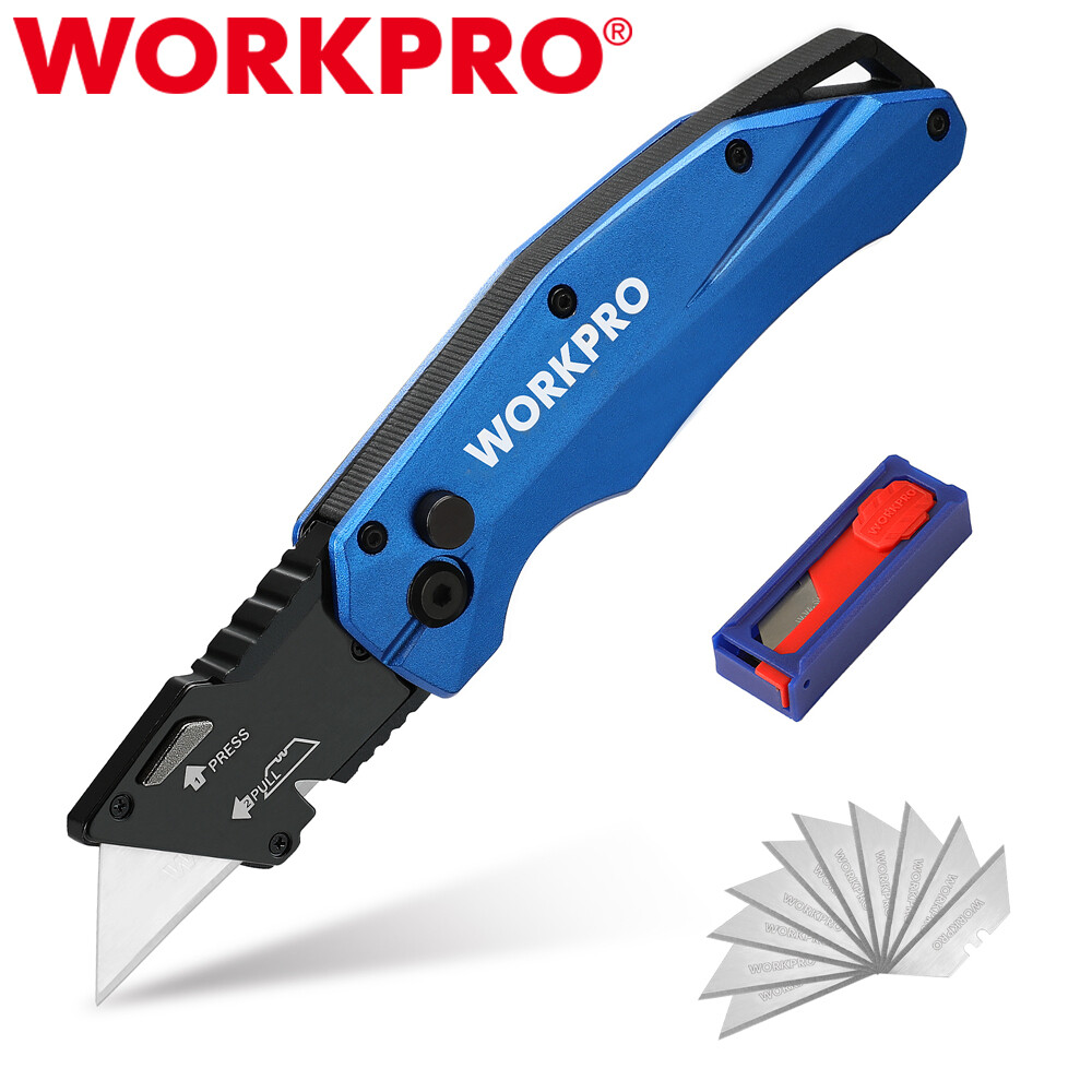 WORKPRO Heavy Duty Folding Utility Knife Quick Change Blade Razor Knife 10 Blade