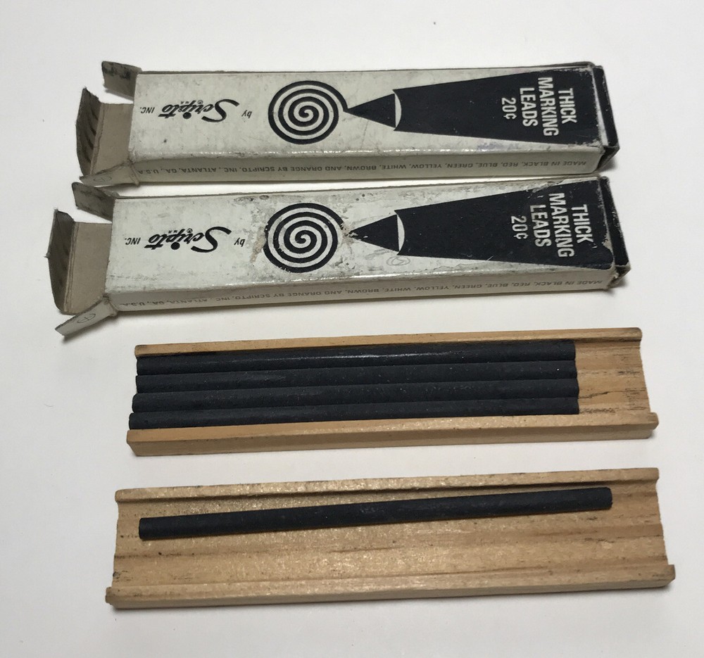 Vintage Scripto G920 Thick Marking Lead Black 5 Sticks Total