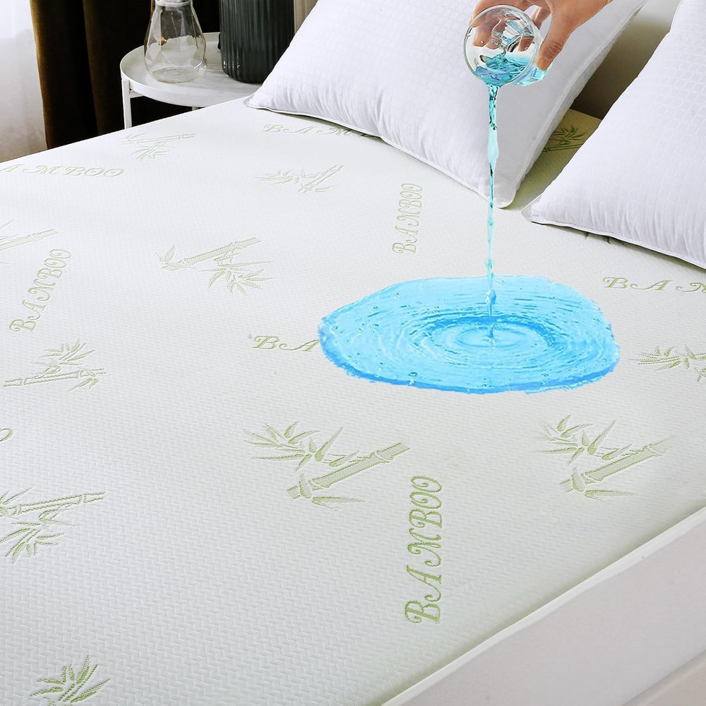 King Waterproof Mattress Protector – Cooling Bamboo Rayon, Breathable, Deep Pock