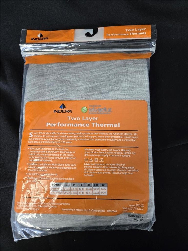 .+ Indera Mens Crew Thermal MEDIUM Two Layer Performance Heavyweight Comfort NEW