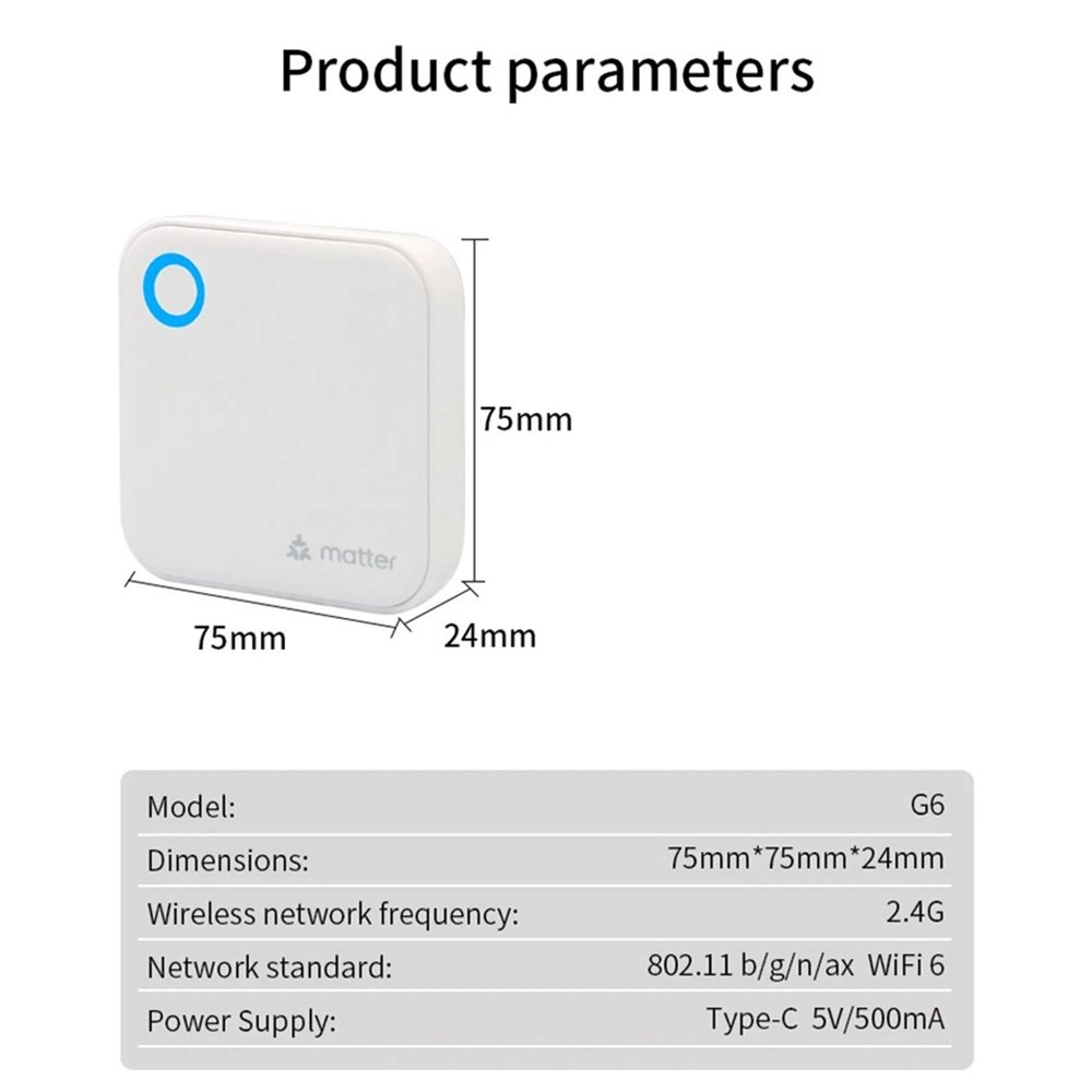 TTLOCK G6 Matter Gateway Remote Control Unlock Bluetooth to Wifi Router7710