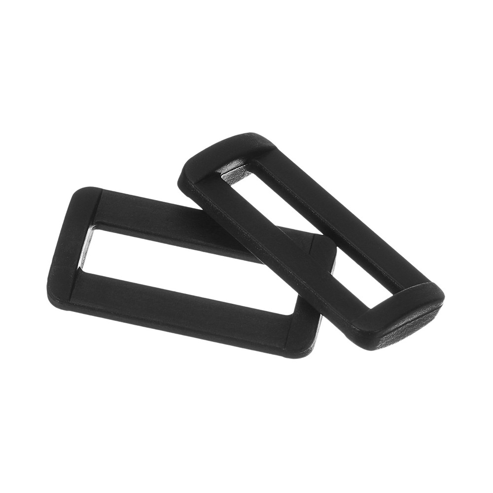 6Pcs 1 Inch Plastic Rectangle Rings Webbing Belts Buckle Slide Loop Black