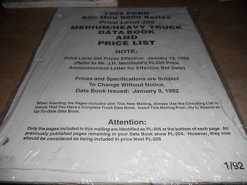 1992 FORD 600 THROUGH 9000 MEDIUM HEAVY TRUCK DATA PRIC