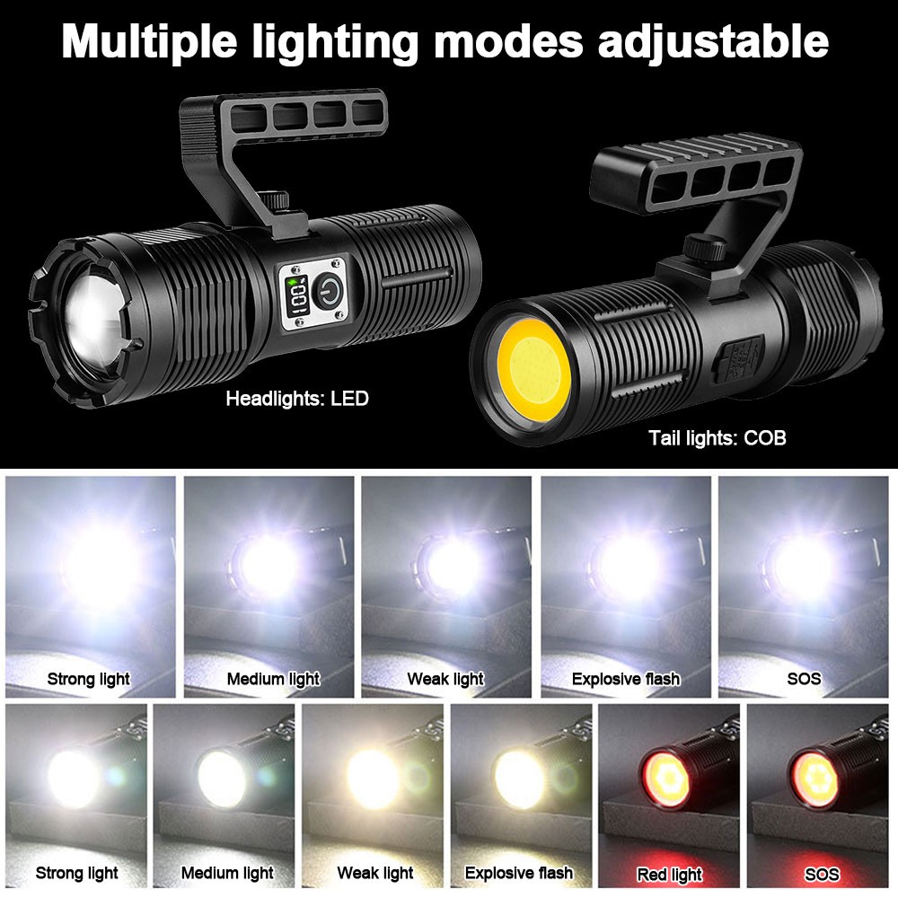 Super Bright White Laser LED Flashlight Camping Light USB Charging Zoom Torch