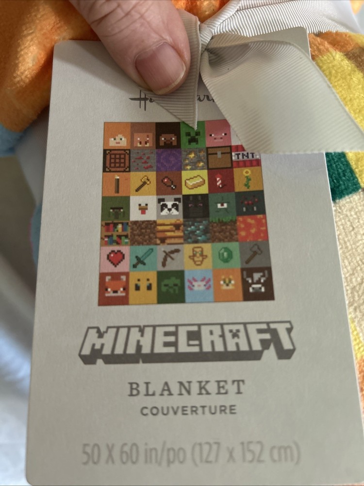 Minecraft Mine Craft Blocks Grid Hallmark Throw Blanket New