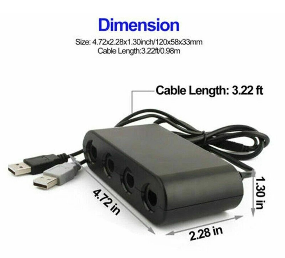 EVORETRO 4 Port Adapter for Gamecube Controller Wii U, Switch, and PC USB