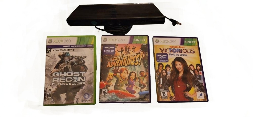 Xbox 360 Kinect Sensor Model 1473 + 3 Games Bundle Tested Working Excellent